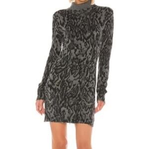 Pam & Gela Ocelot Lambswool/Cashmere Blend Sweater Dress sz S